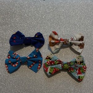 christmas clip on hair bow set